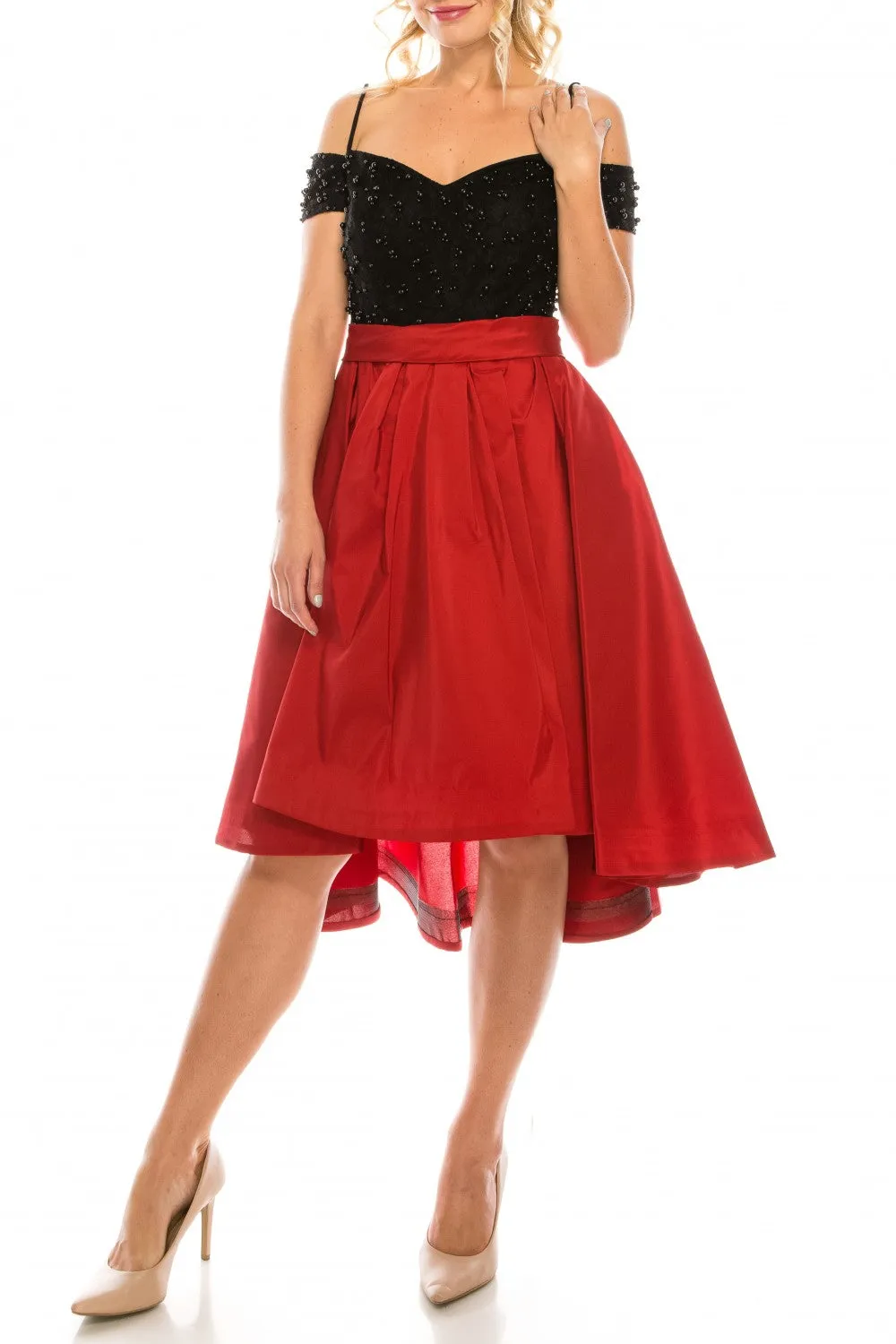 Odrella 9134 Teal Embellished Lace & Taffeta Party Dress