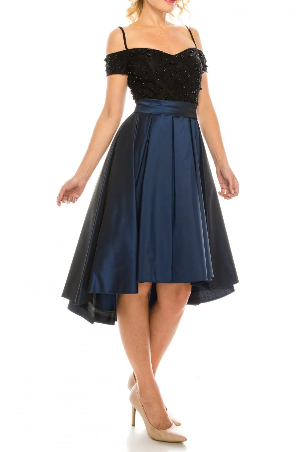 Odrella 9134 Teal Embellished Lace & Taffeta Party Dress