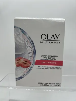 Olay Daily Facials 5 In 1 Clean Water Activated Dry Cloths Hydrating Clean 66 Ct