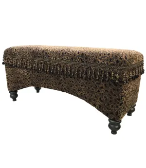 Old World Style Upholstered Bench Leopard Print