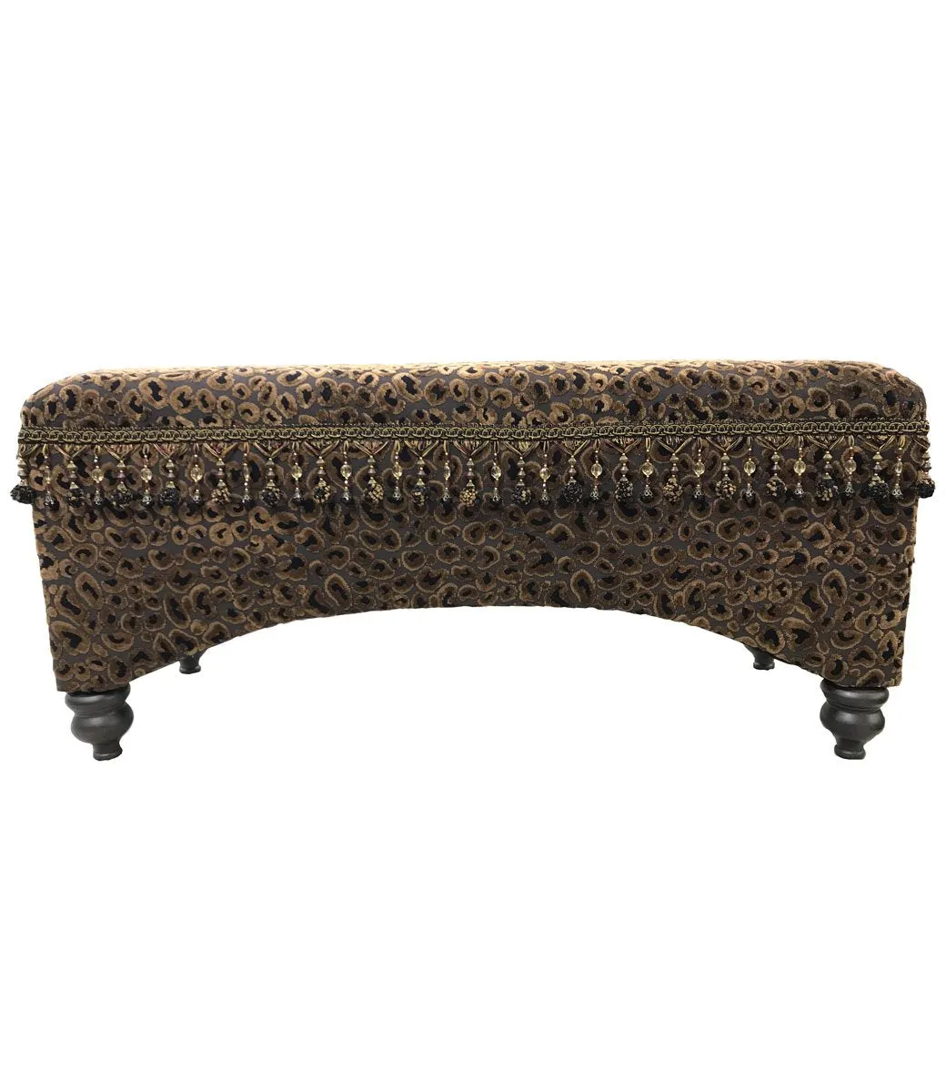 Old World Style Upholstered Bench Leopard Print