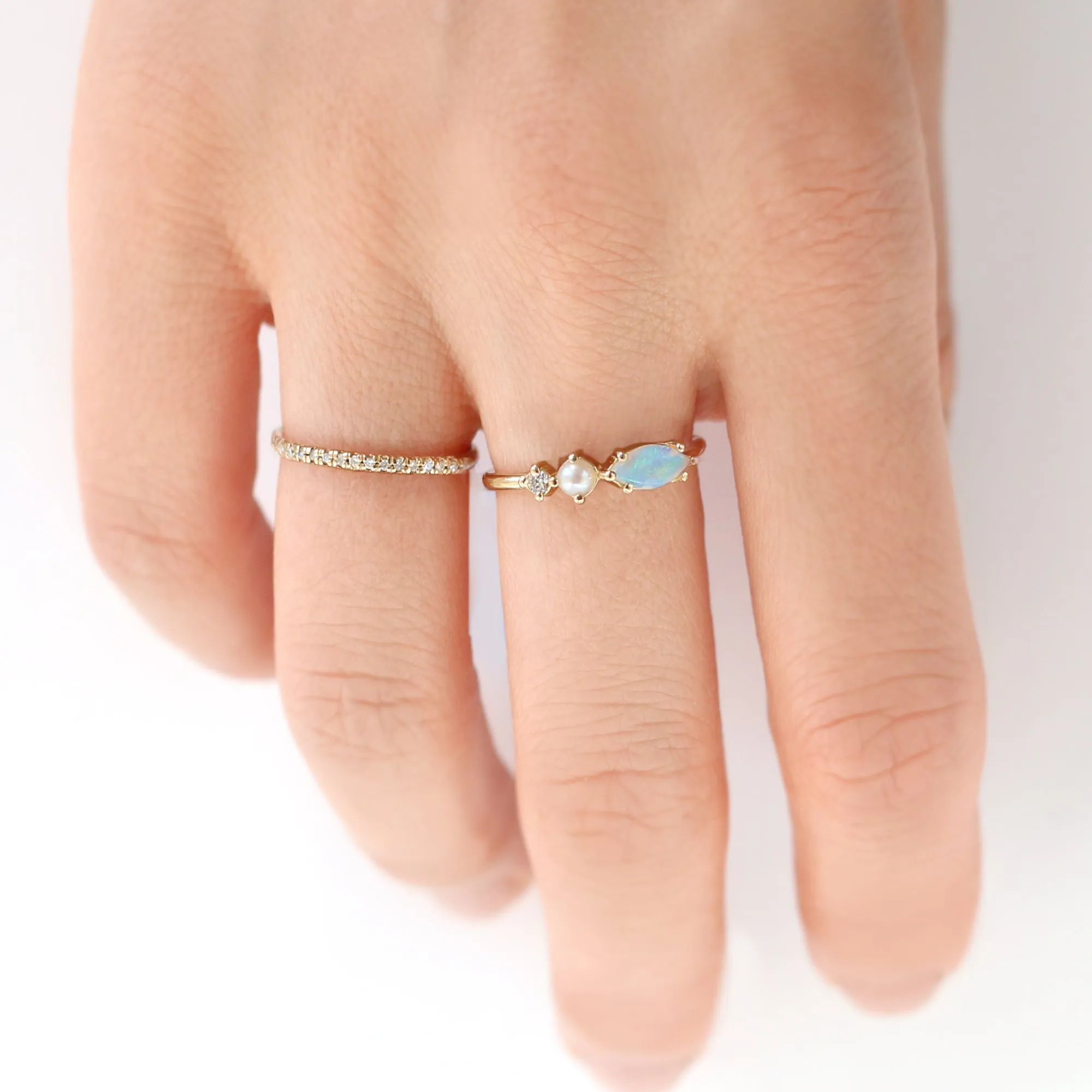Opal Pearl Diamond Ring