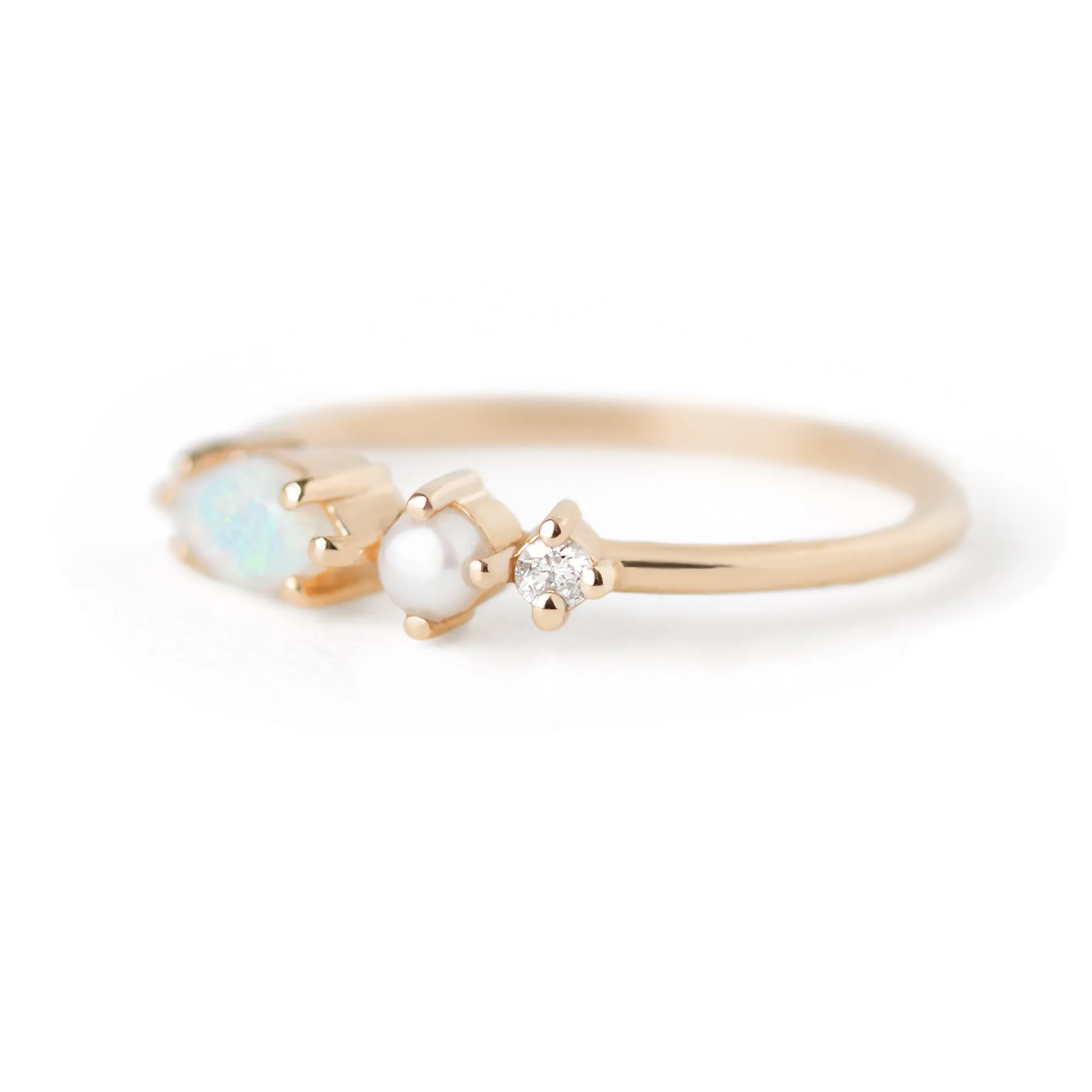Opal Pearl Diamond Ring