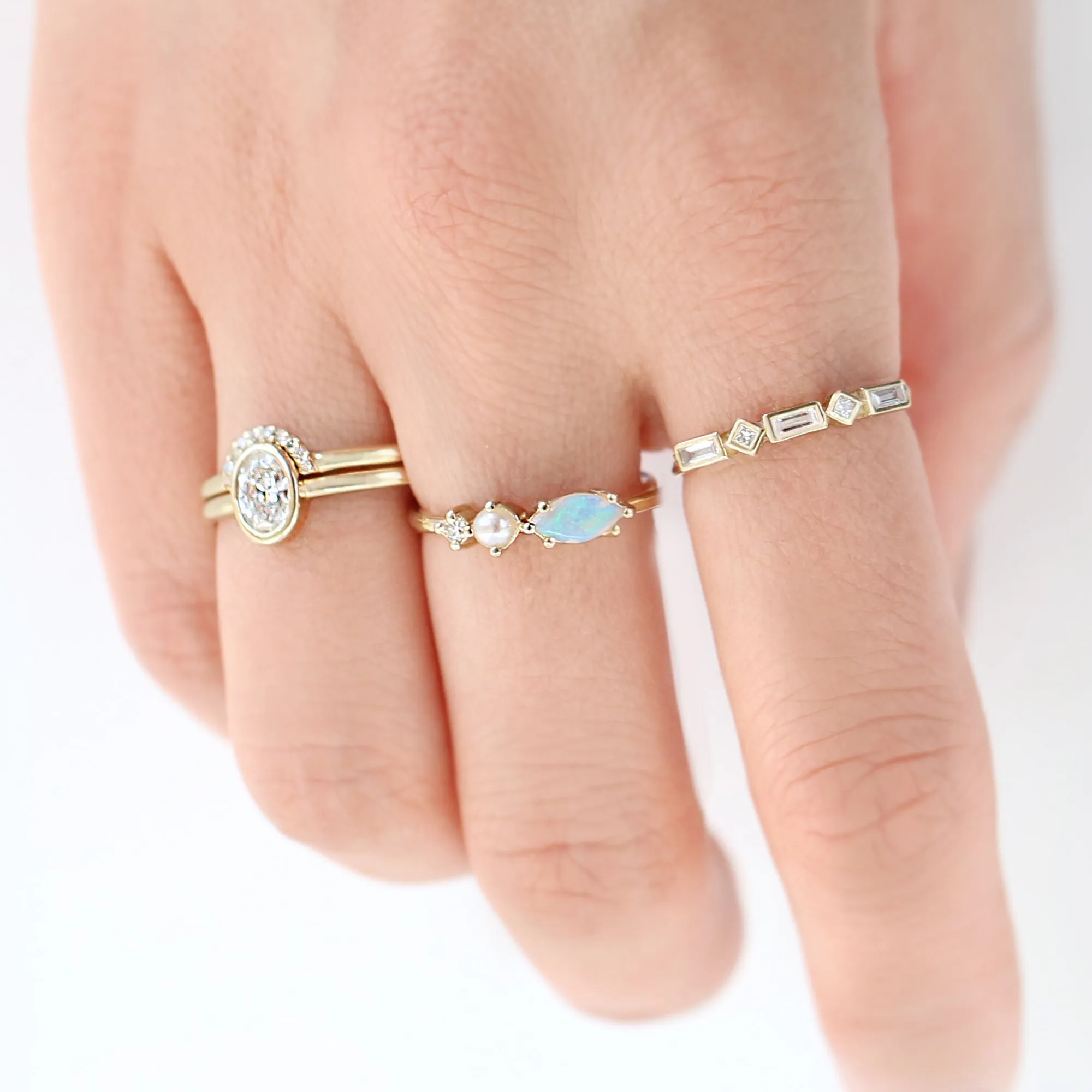 Opal Pearl Diamond Ring