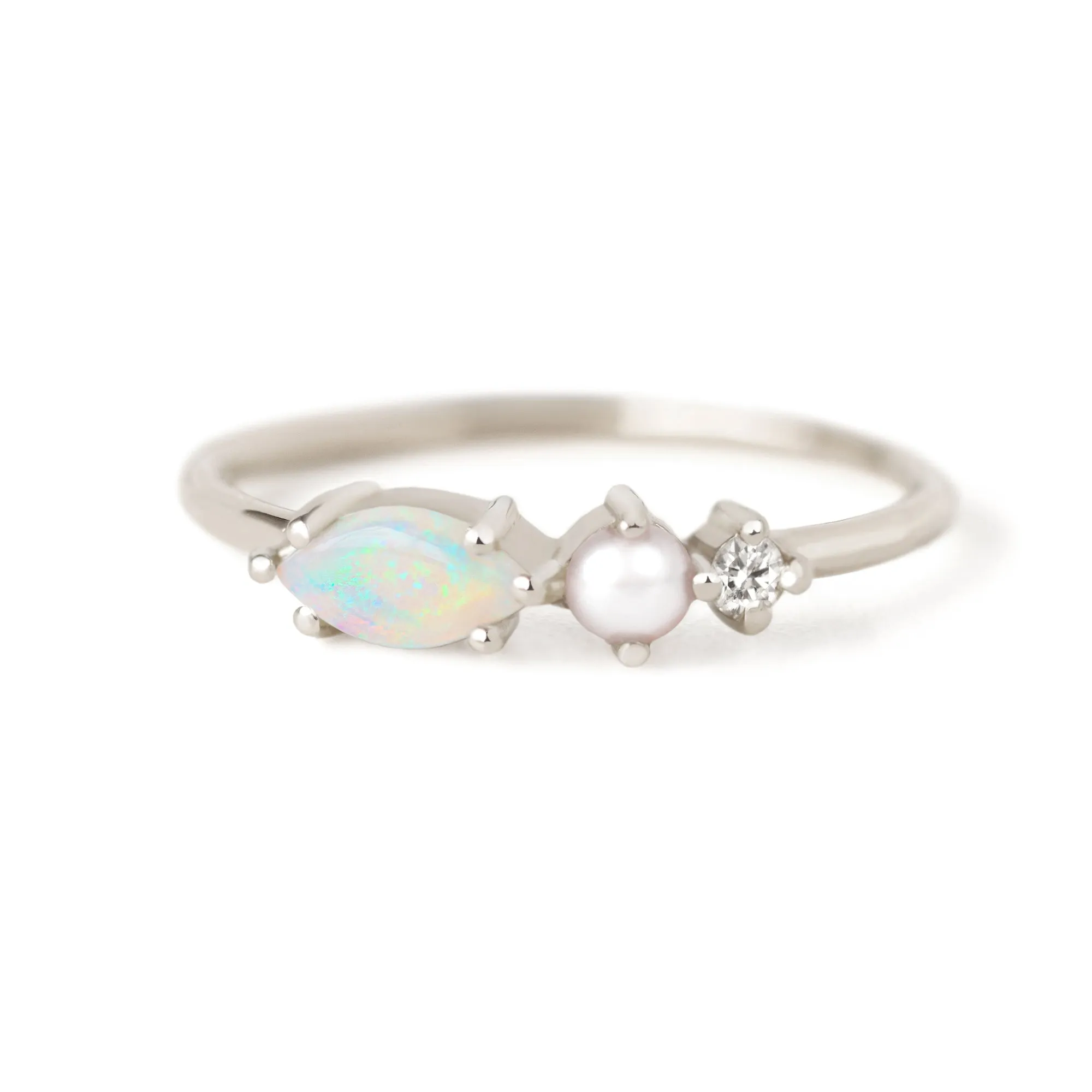 Opal Pearl Diamond Ring