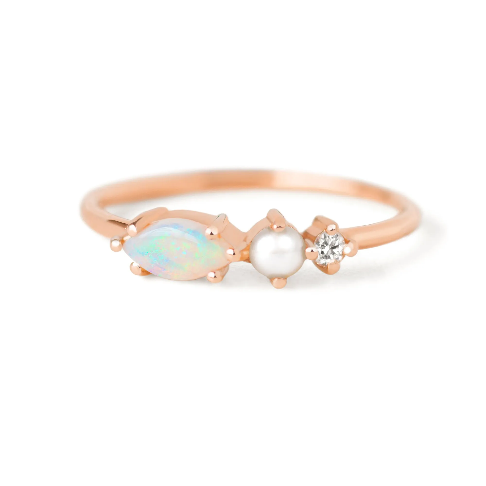 Opal Pearl Diamond Ring