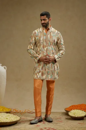 ORANGE EMBELLISHED KURTA SET