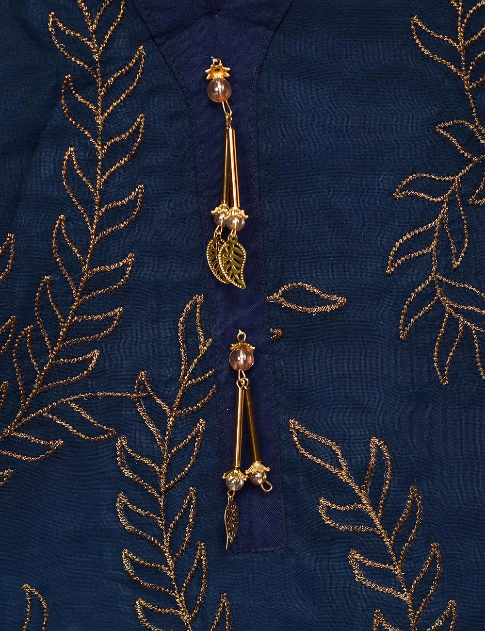 Organza Embroidered Stitched Kurti - Jasmine Creeper (T20-062B-Blue)
