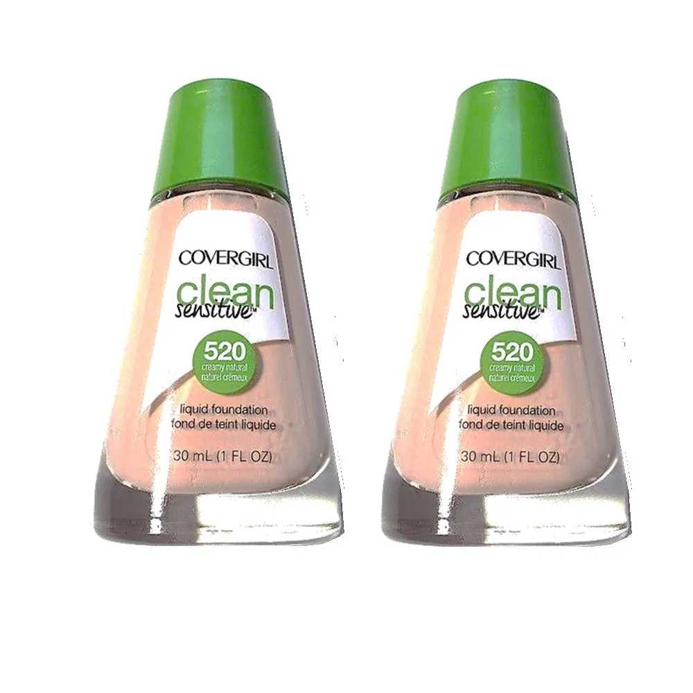 Pack of 2 CoverGirl Clean Sensitive Liquid Foundation, Creamy Natural 520