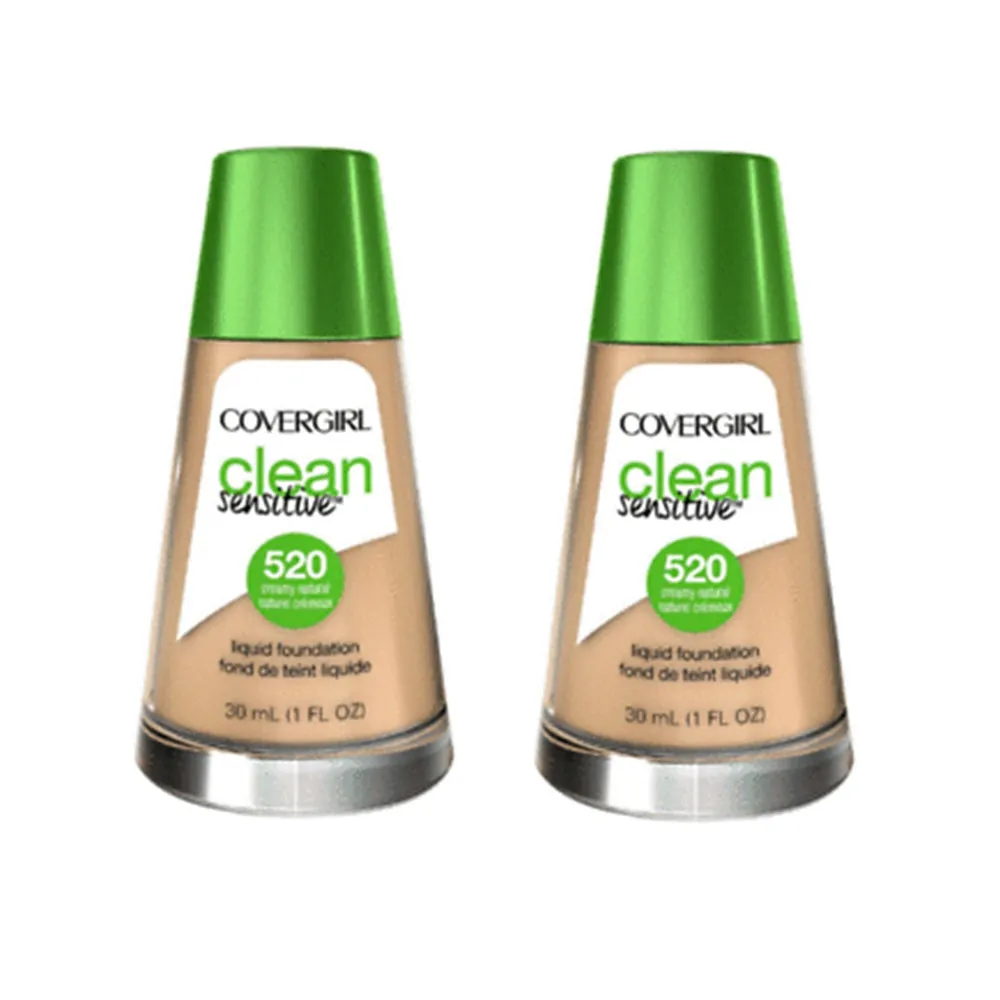 Pack of 2 CoverGirl Clean Sensitive Liquid Foundation, Creamy Natural 520