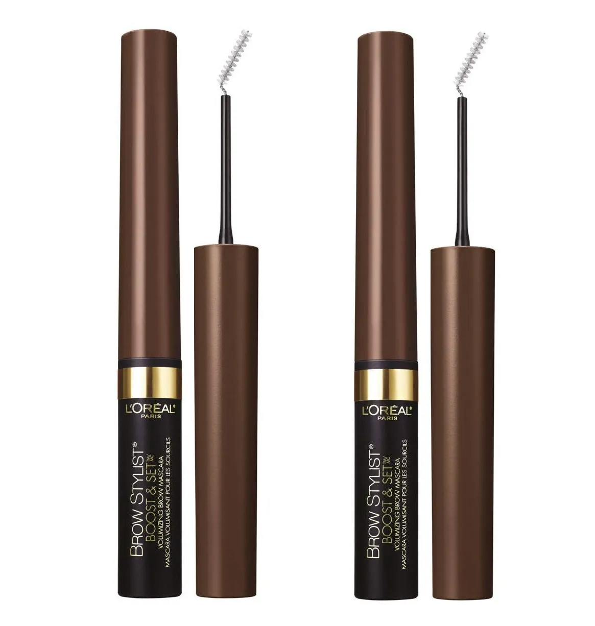 Pack of 2 L'Oreal Paris Brow Stylist Boost and Set Volumizing Brow Mascara, Dark Brunette 490