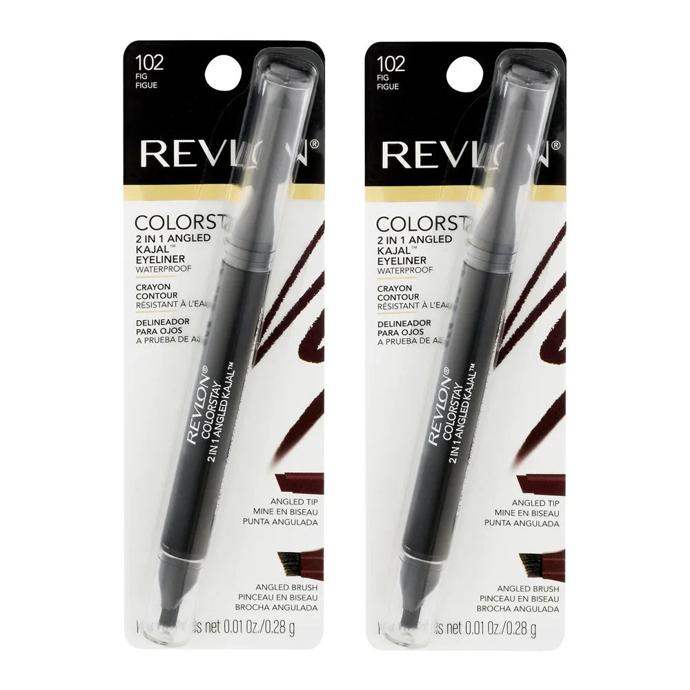 Pack of 2 Revlon Colorstay 2 in 1 Angled Kajal Eyeliner, Fig 102 (Waterproof)