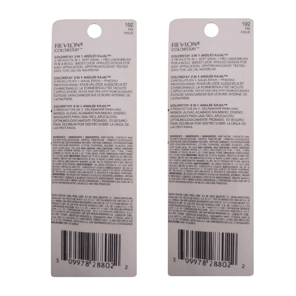 Pack of 2 Revlon Colorstay 2 in 1 Angled Kajal Eyeliner, Fig 102 (Waterproof)
