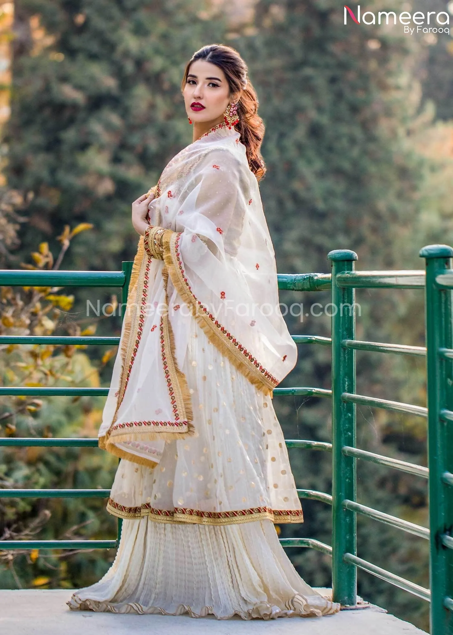 Pakistani Nikah Dress for Bride in White Color #BB265