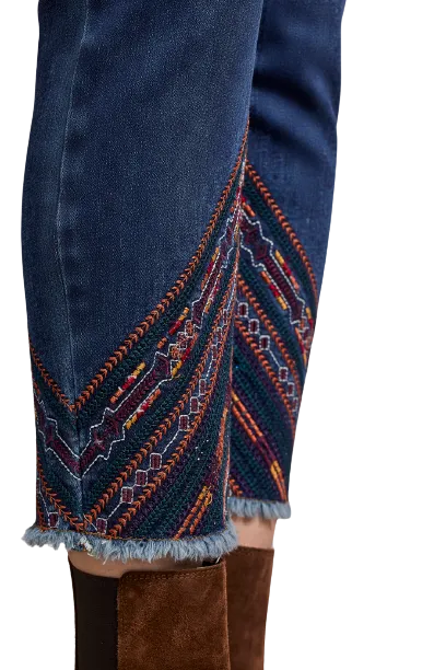 Pant, Audrey Diagonal Embroidery