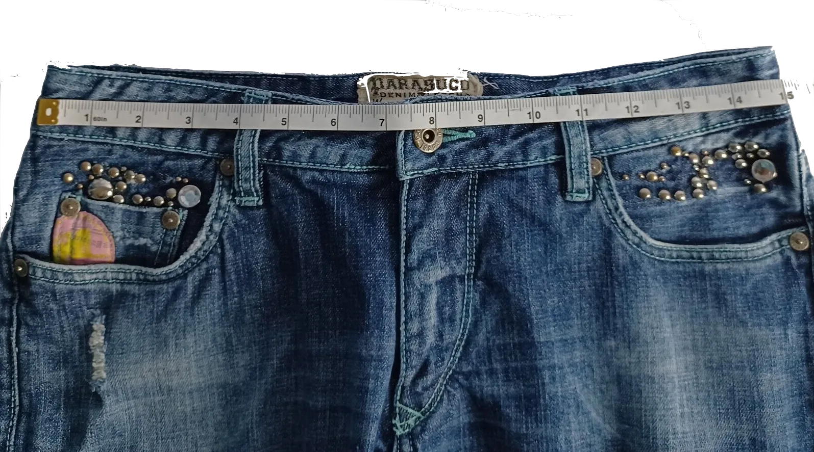 Parasuco Low Rise Embellished Distressed Capris Size 28