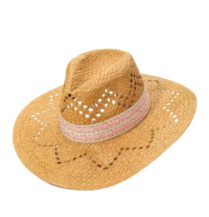 PATTERED BRIM STRAW HAT