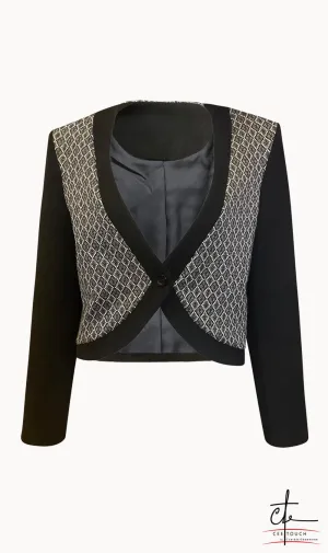 Patterned Collarless Jacket