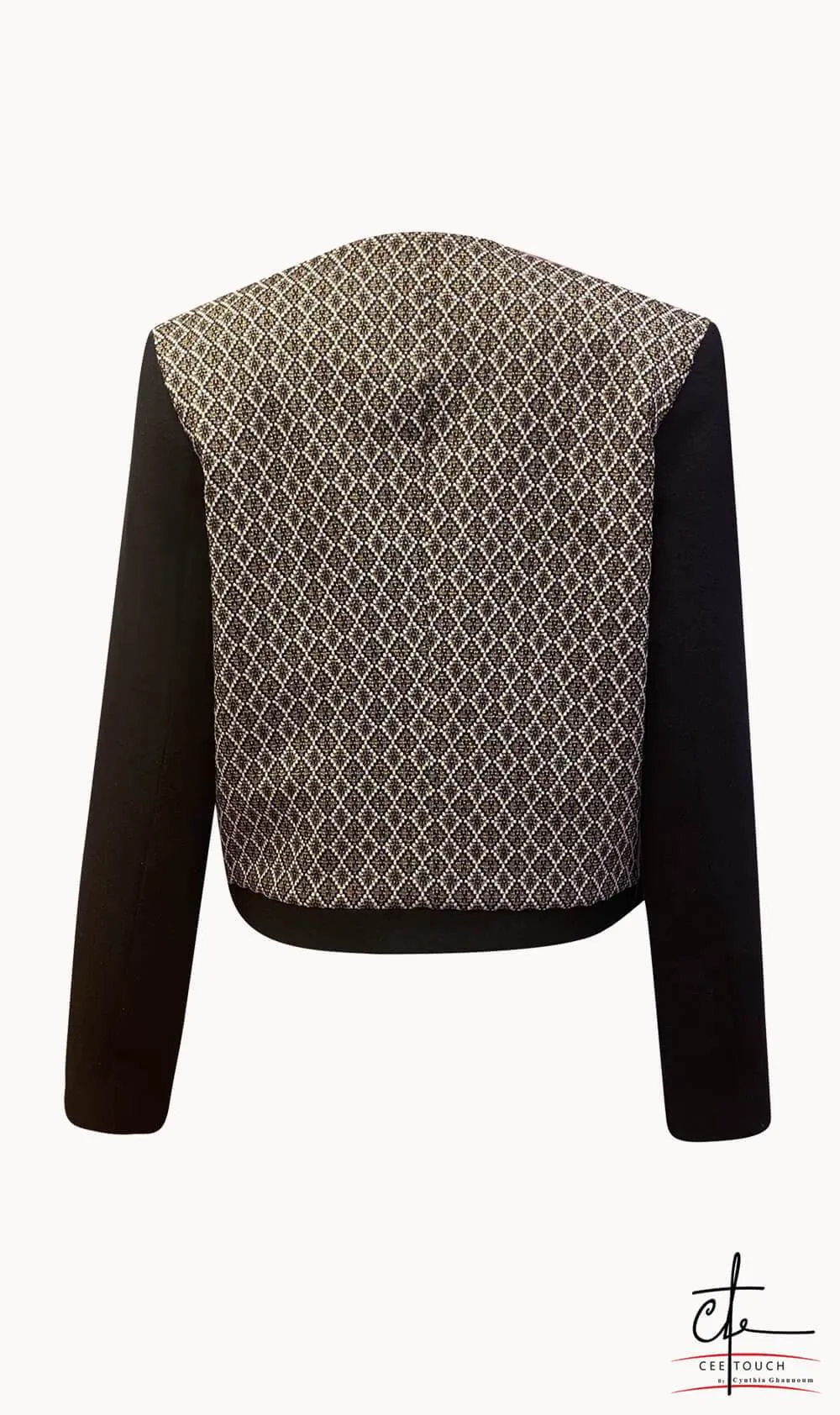 Patterned Collarless Jacket