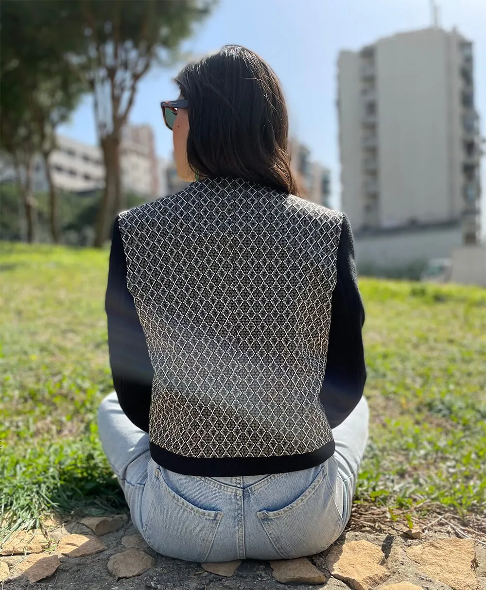 Patterned Collarless Jacket