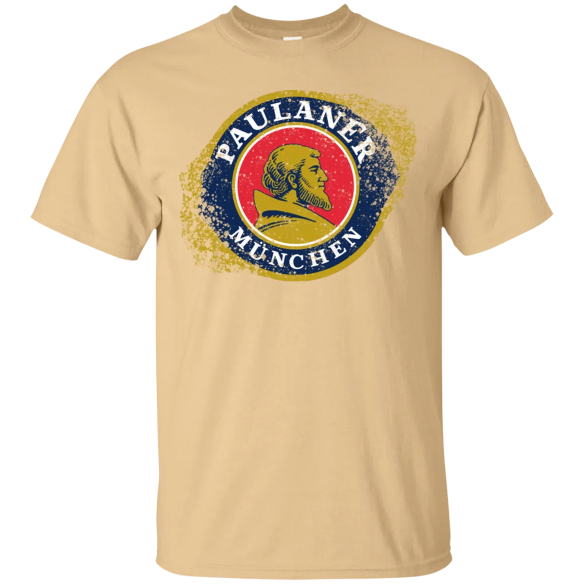 Paulaner Beer T-Shirt Custom Designed Worn Label Pattern