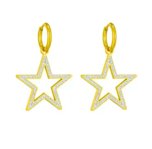Pave Embellished Stars on Stainless Steel Mini Hoops | Erika Williner Designs