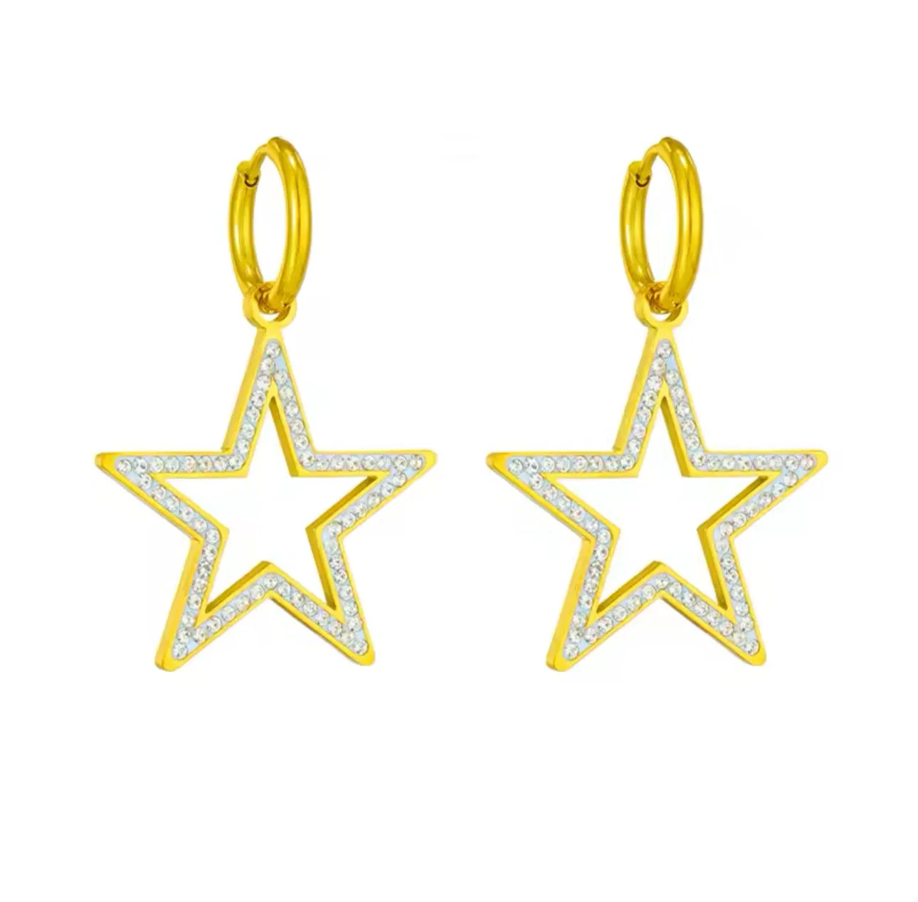 Pave Embellished Stars on Stainless Steel Mini Hoops | Erika Williner Designs