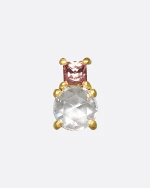 Peach Sapphire Duo Threadless Earring