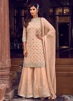 Peach Traditional Sharara Suit