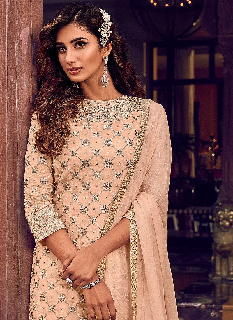 Peach Traditional Sharara Suit