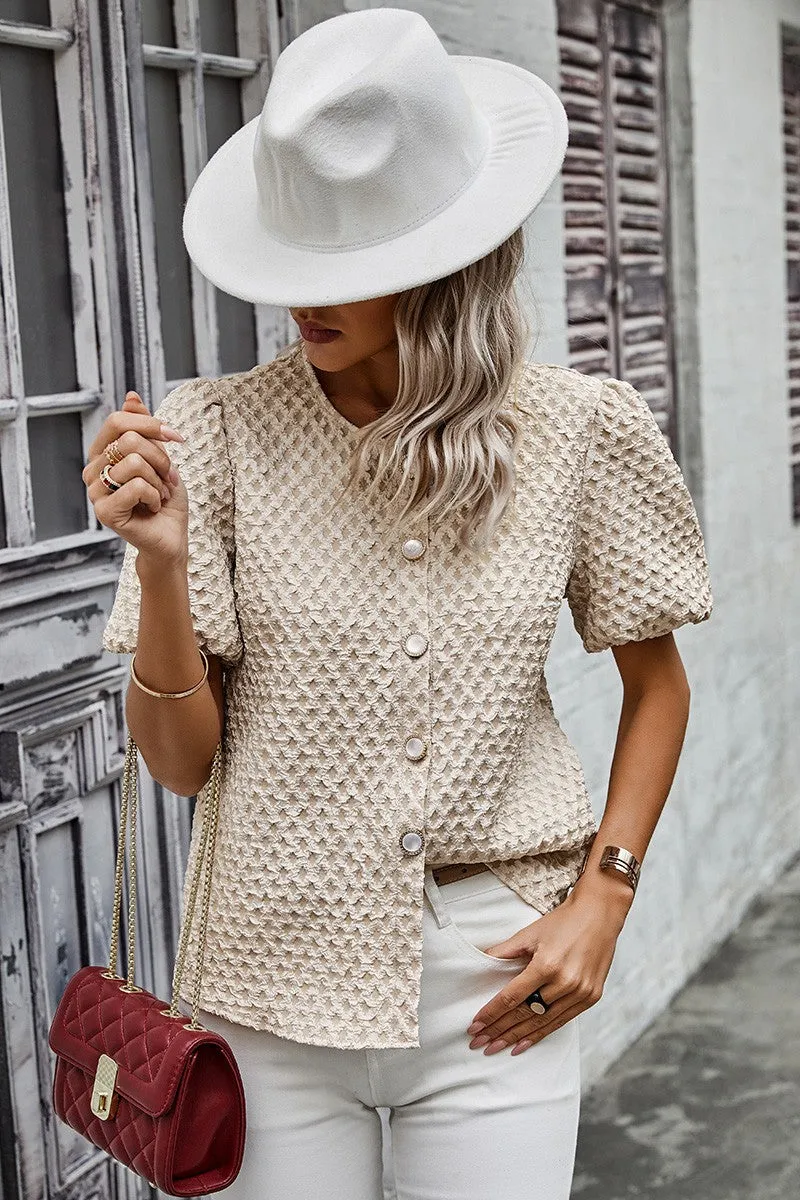 Pearl Adorned Textured Shirt