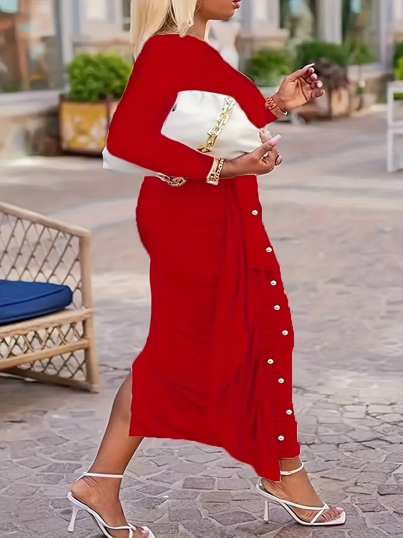 Pearl Embellished Asymmetrical Hem Dress