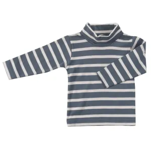 Pigeon Organics Polo neck top (Breton stripe) storm blue/white