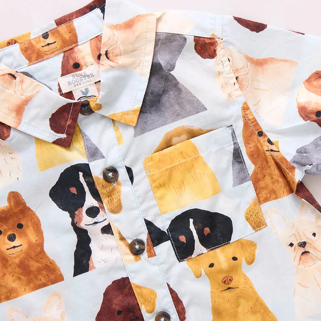 PINK CHICKEN Boys Jack Shirt - Watercolor Dogs