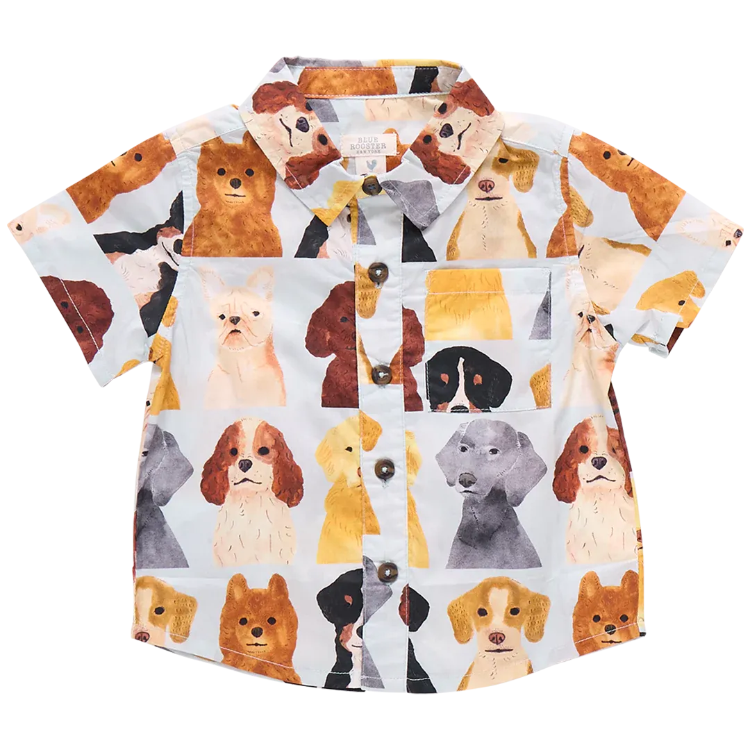 PINK CHICKEN Boys Jack Shirt - Watercolor Dogs