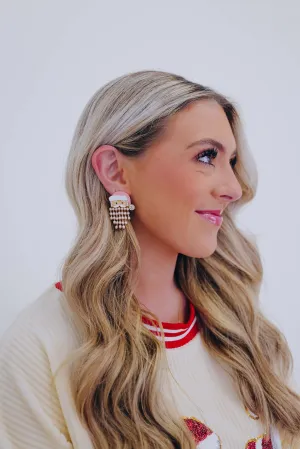 Pink Santa Adorned Enamel Earrings
