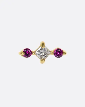 Pink Sapphire Juno Threadless Earring