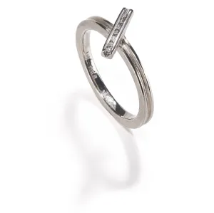 Platinum Diagonal Bar Ring
