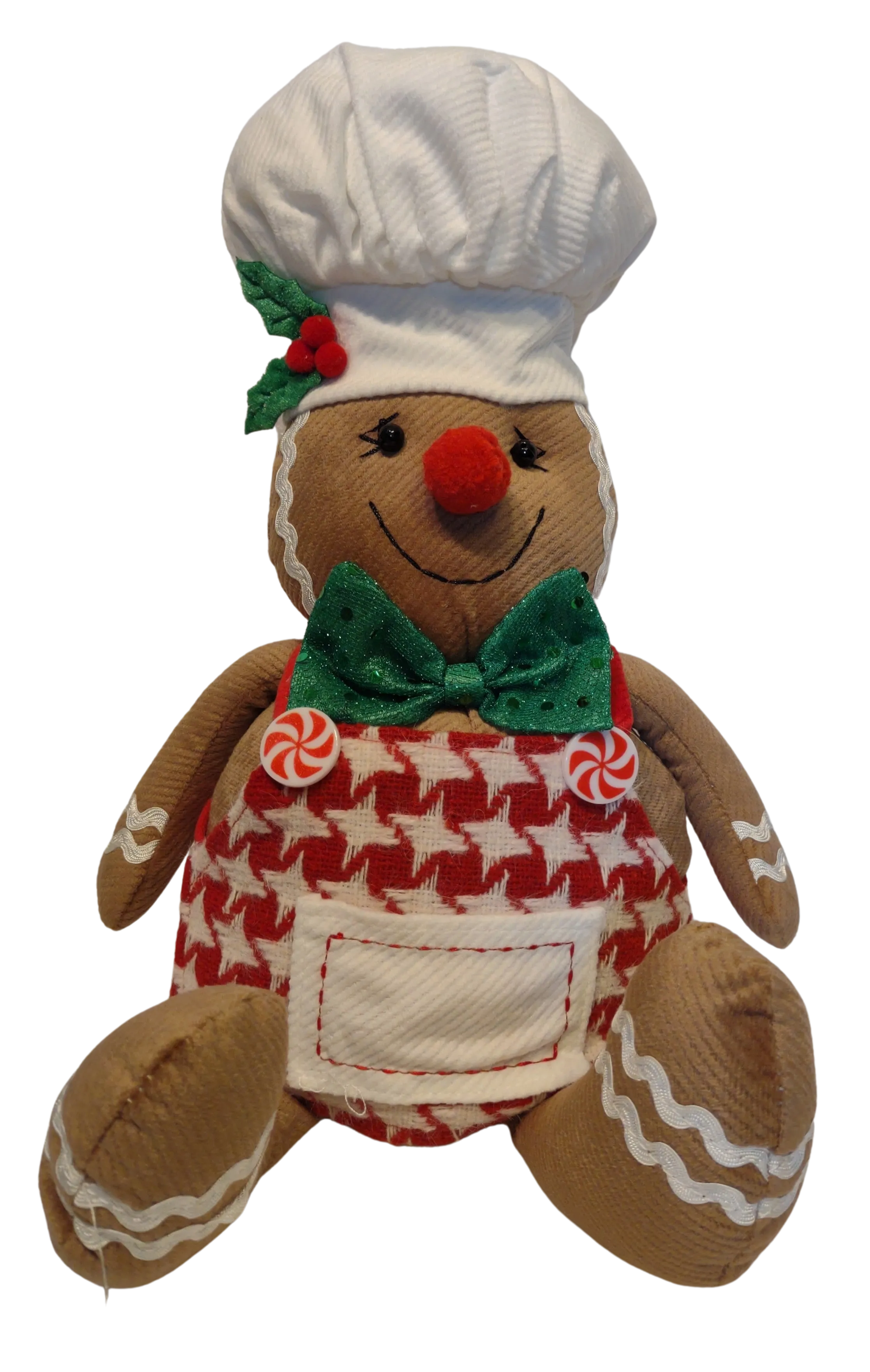 Plush Gingerbread Boy Or Girl  Shelf Sitter with Chef Hat