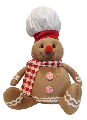 Plush Gingerbread Boy Or Girl  Shelf Sitter with Chef Hat