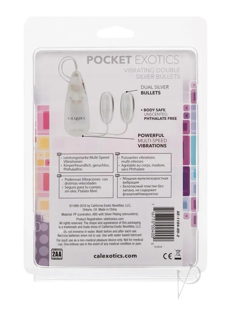 Pocket Exotics Vibrating Double Silver Bullets - Silver