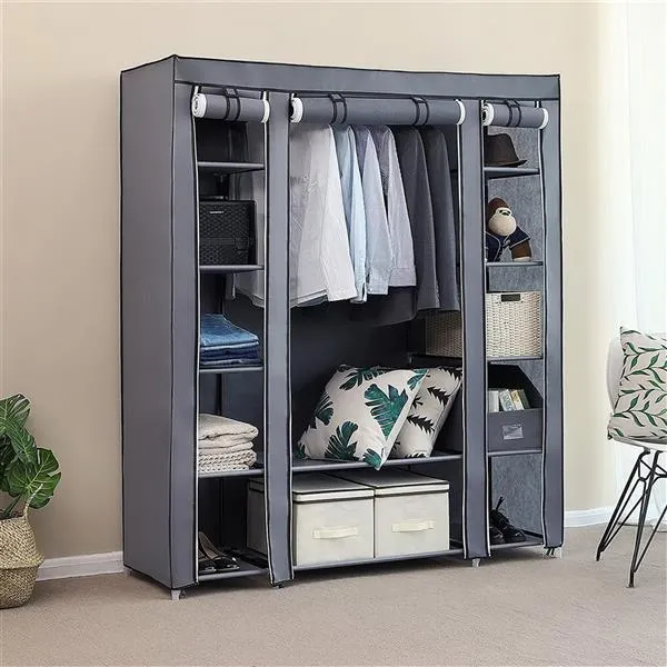 Portable Clothes Closet Organizer, Gray