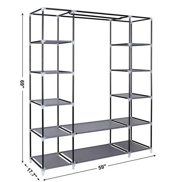 Portable Clothes Closet Organizer, Gray