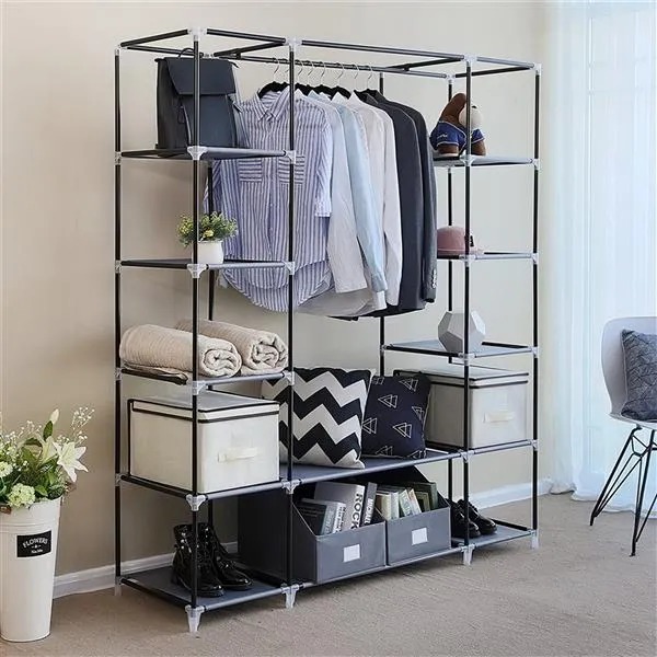 Portable Clothes Closet Organizer, Gray