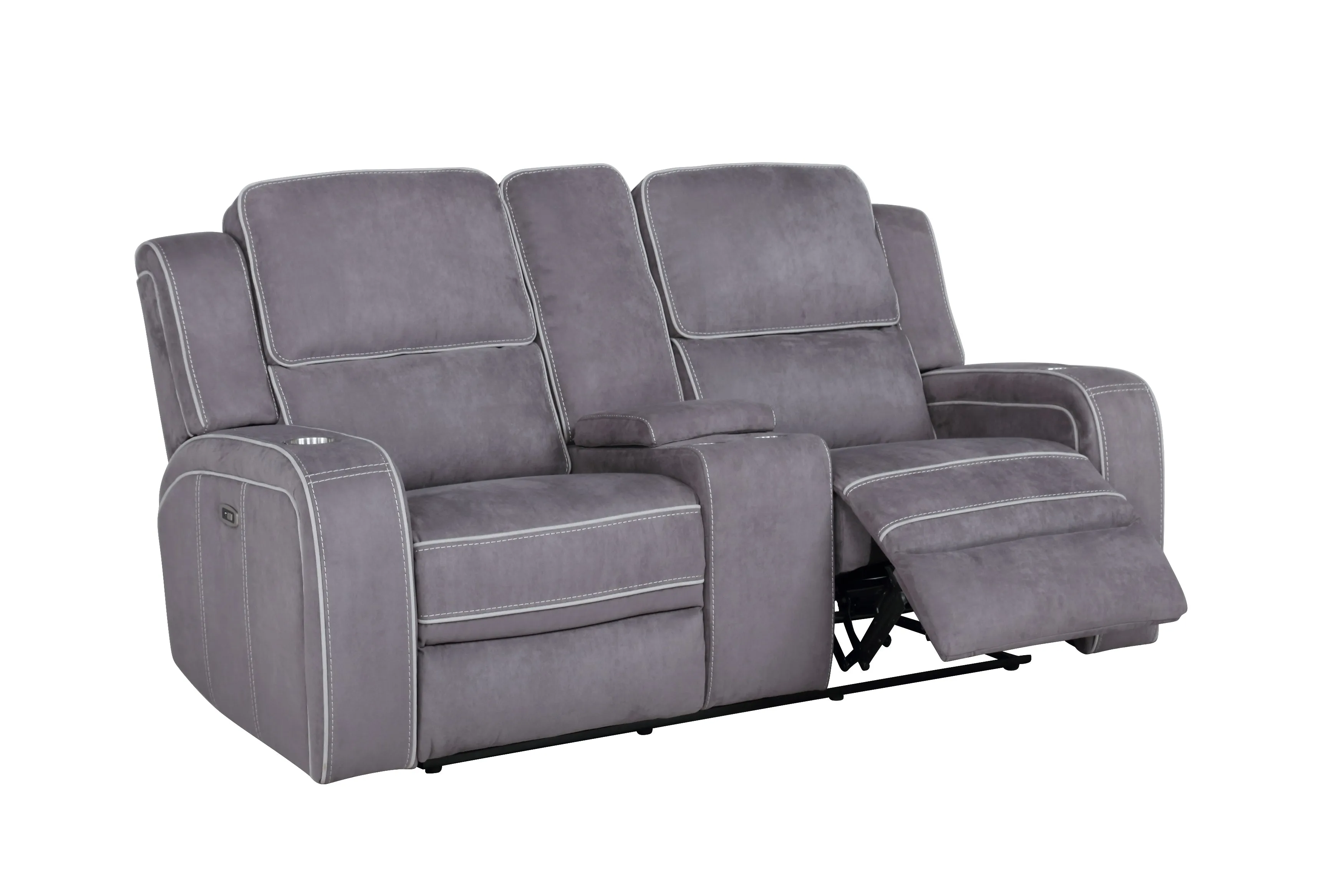 POWER CONSOLE RECLINING LOVESEAT Dark & Light Grey