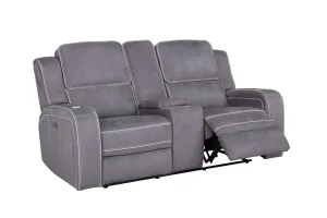 POWER CONSOLE RECLINING LOVESEAT Dark & Light Grey