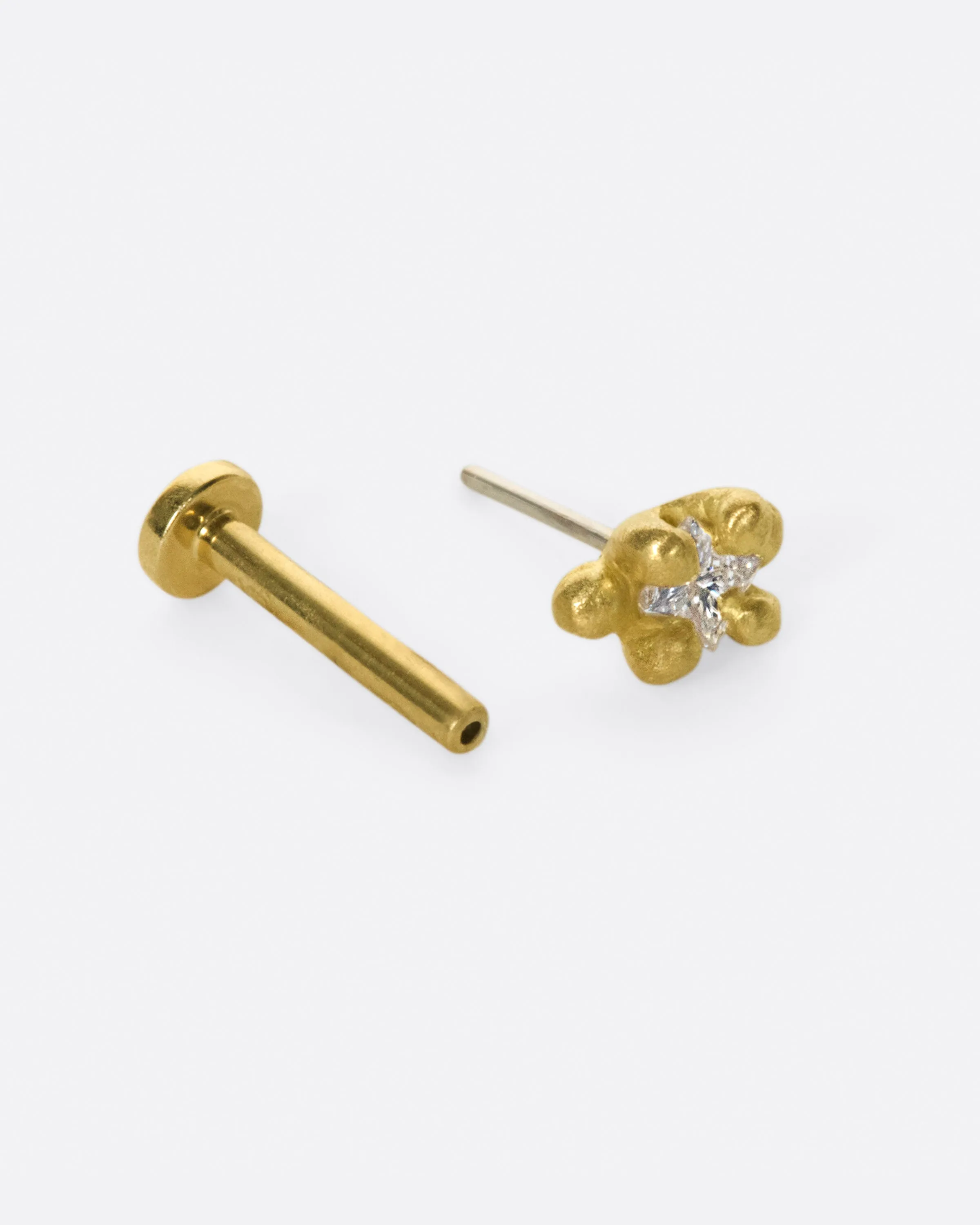Princess Cut Diamond Threadless Earring