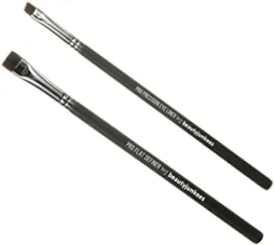 Professional Eyeliner Makeup Brush Set – 2pc Beauty Junkees Eye Liner Brushes Includes Angled Precision Gel Liner for Tightline, Pro Small Flat Definer, Precision Lash Liner, Brow Conceal for Defining
