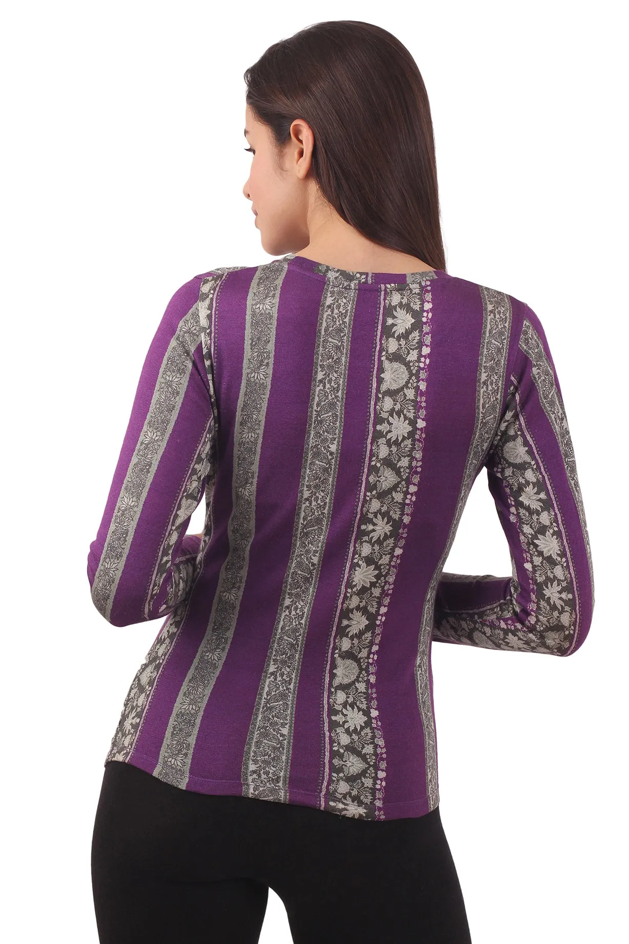 Purple Patterned Striper Top