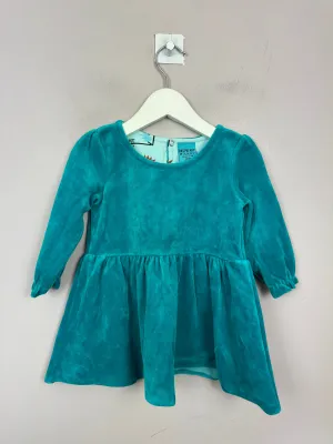 Raspberry Republic Teal Velour Dress 9m-24m (grow with you)